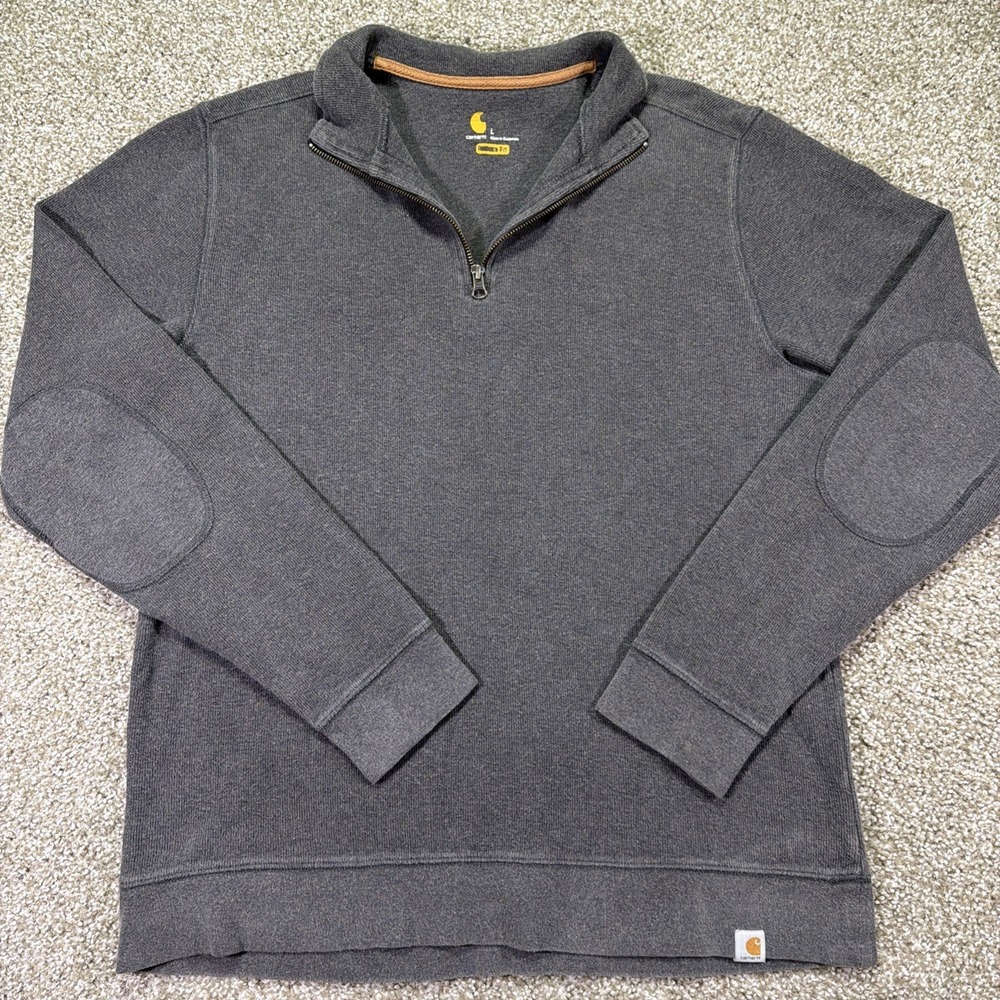 Carhartt Quarter Zip Gray Size Large Relaxed Fit Elbow Pads